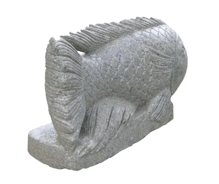 Product image 3 of the product “Lucky“ Fish on base, 60 cm L | Natural stone (Basanit), stonemasonry ”